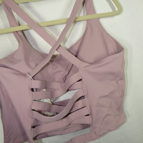 Halara In My Feels Pale Mauve Backless Crisscross Padded Crop Tank Plus Size 1X - Picture 4 of 6